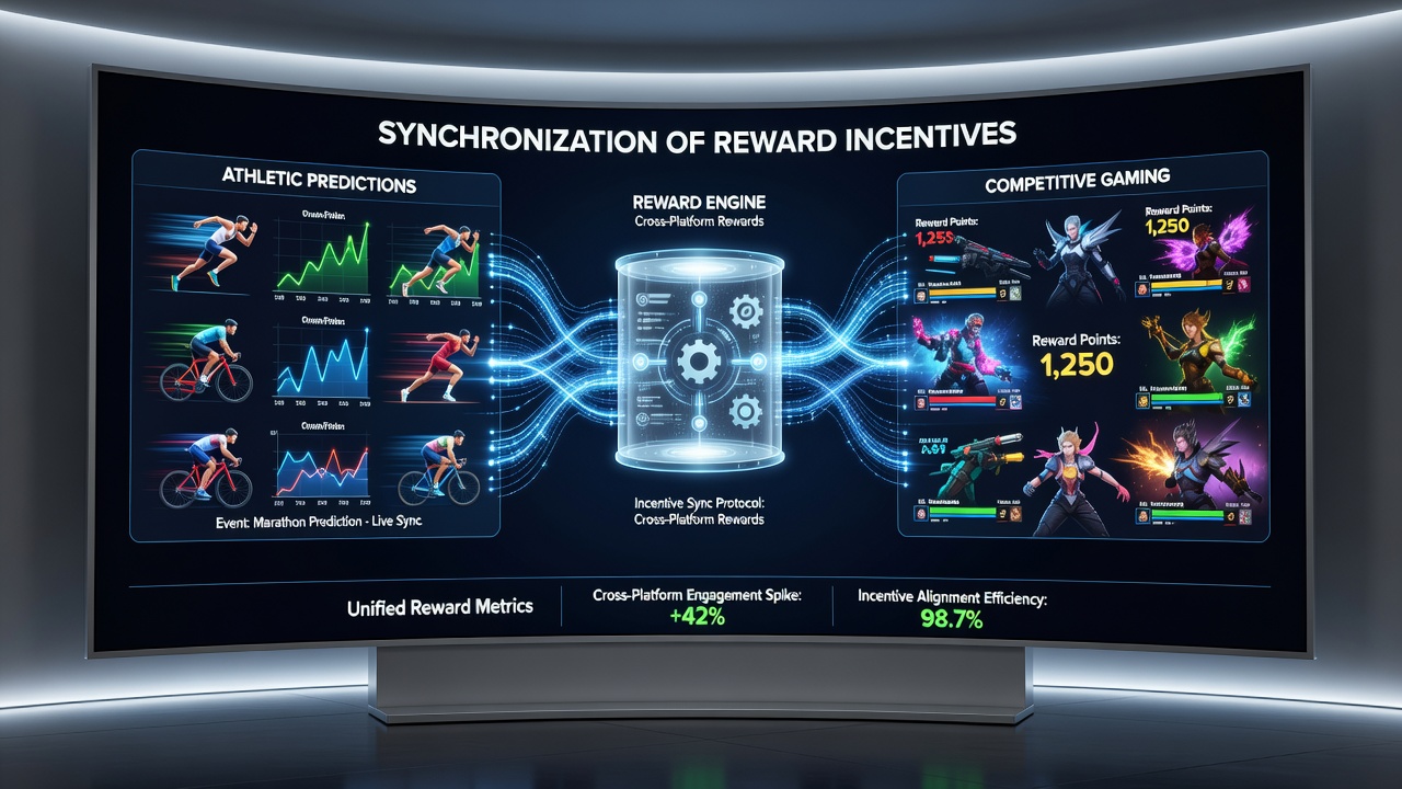 Close-up of handheld screen showing reward synchronization between prediction markets and esports gaming interfaces